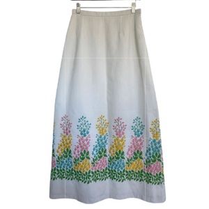 Vintage Lord  & Taylor Maxi Skirt White Embroidered Border